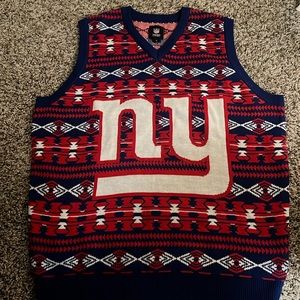 Large NY giants ugly Christmas sweater vest